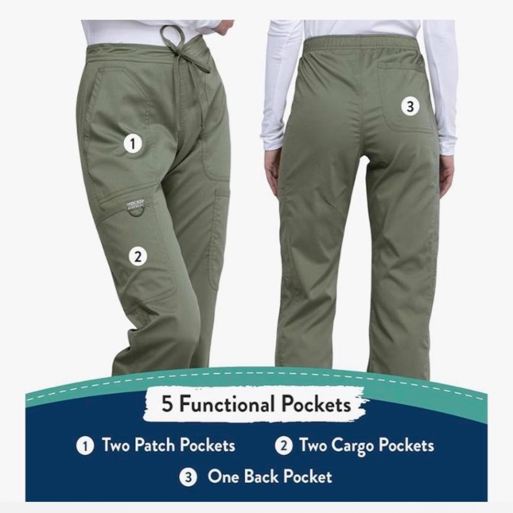 Set of 5 Olive Green Cherokee Workwear Scrub Pants